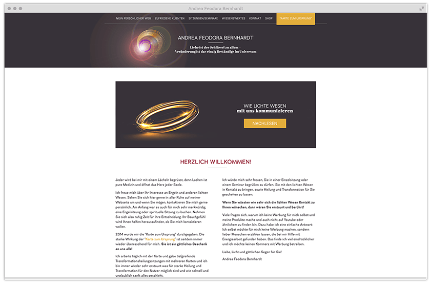 Kuki Design Web Gestaltung Umsetzung Andrea Feodora Bernhardt Responsive WordPress Startseite Desktop Ansicht