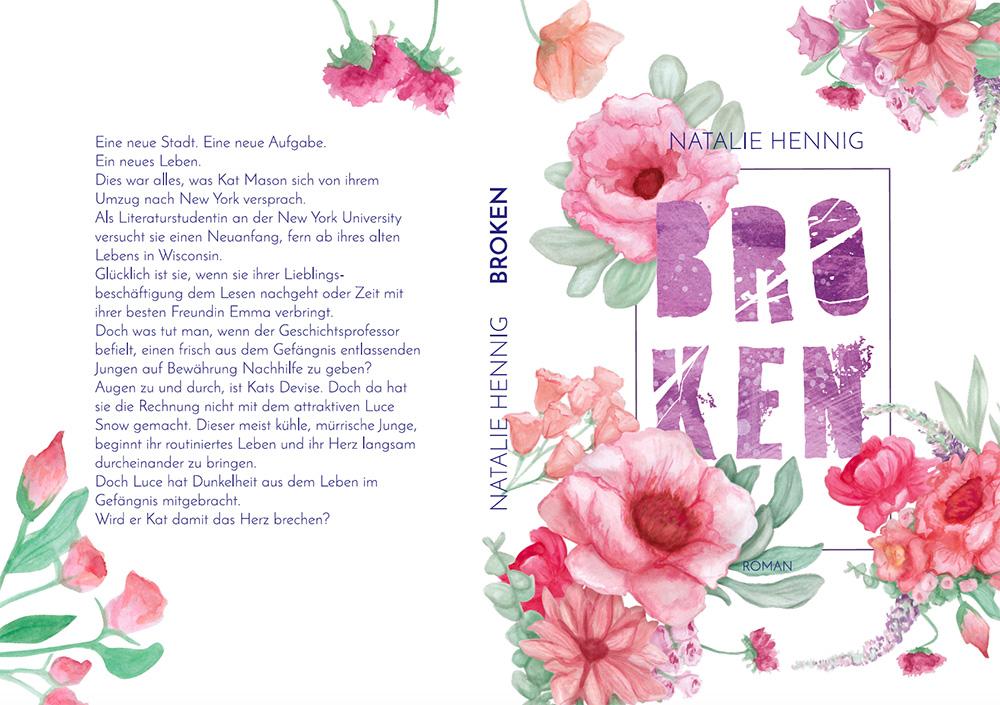 Kuki Design Broken Buchcover handgemalte Blumen Aquarell Pink