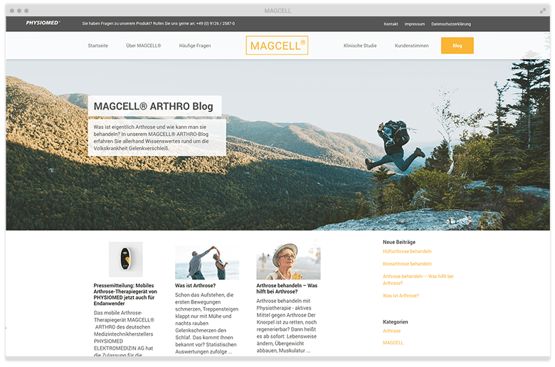 Kuki Design Web Gestaltung Umsetzung MAGCELL Responsive WordPress Unterseite Publications Desktop