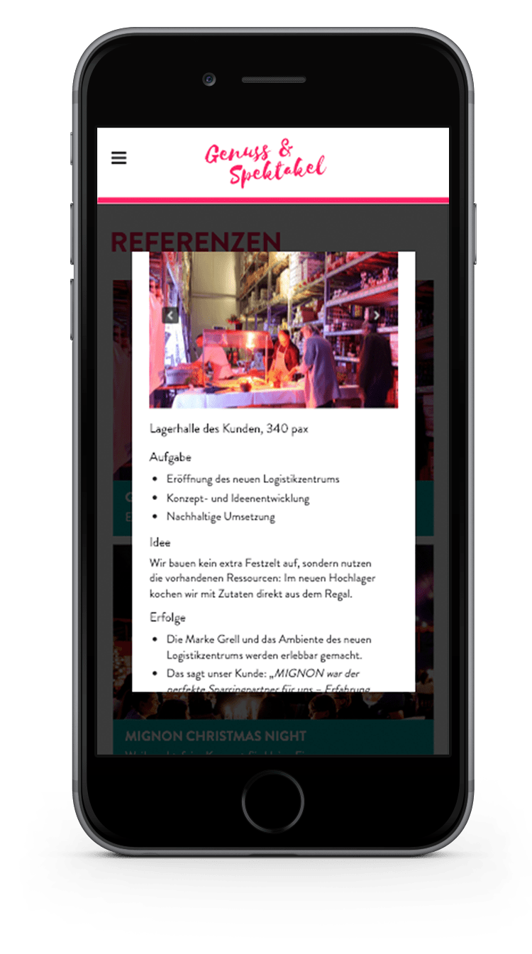 Kuki Design Web Gestaltung Umsetzung Team Mignon Responsive WordPress Popup Case Ansicht Smartphone