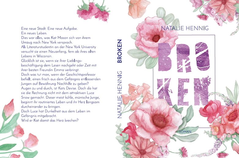 Kuki Design Broken Buchcover handgemalte Blumen Aquarell Pink