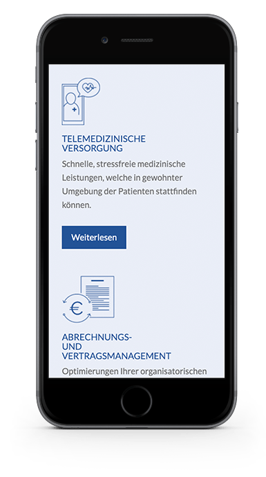 Mobile Ansicht Smartphone Icongestaltung KJK Health Care Webseite Kuki Design