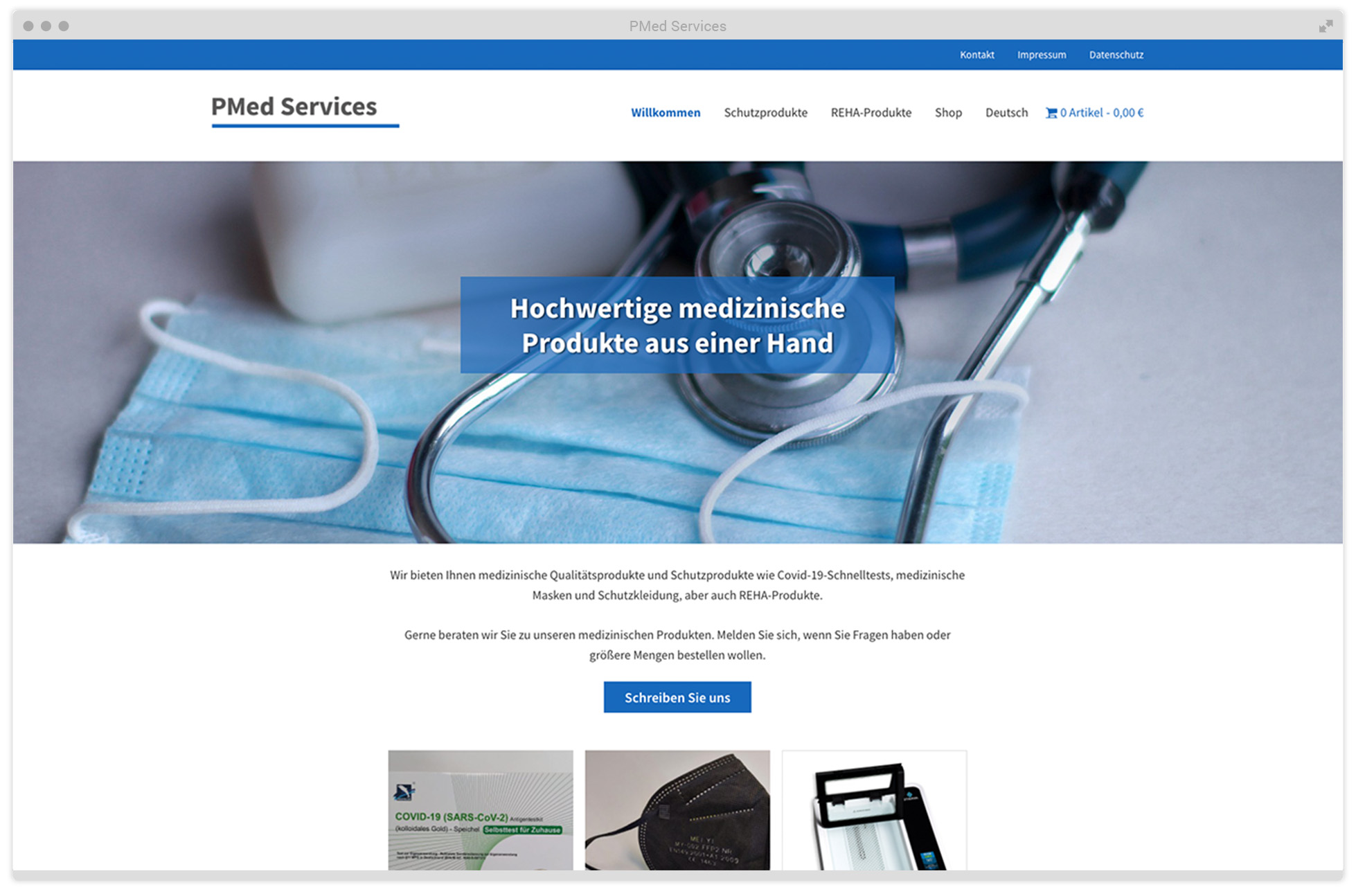 Kuki Design Corona Webshop Medizinische Produkte PMed Services